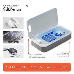 NWT Sharper Image WHITE COLOR UV Zone Phone Sanitizer